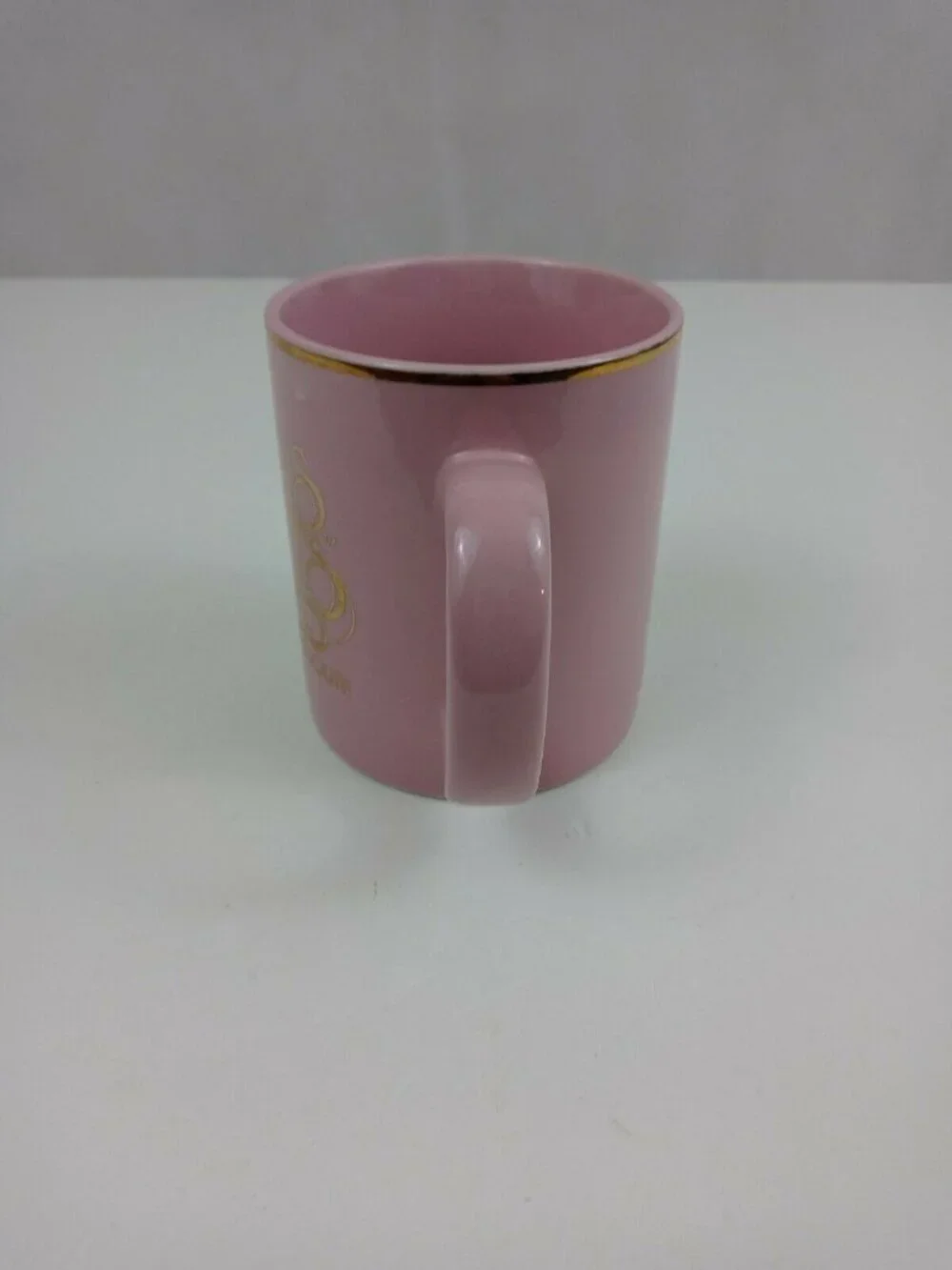 Precious Moments Chapel Carthage, Missouri Pink & Gold Coffee Mug Cup 4
